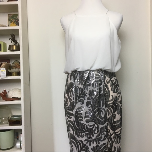 TFNC Midi Dress With Sequin Leaf Wrap US 8 - Picture 3 of 9